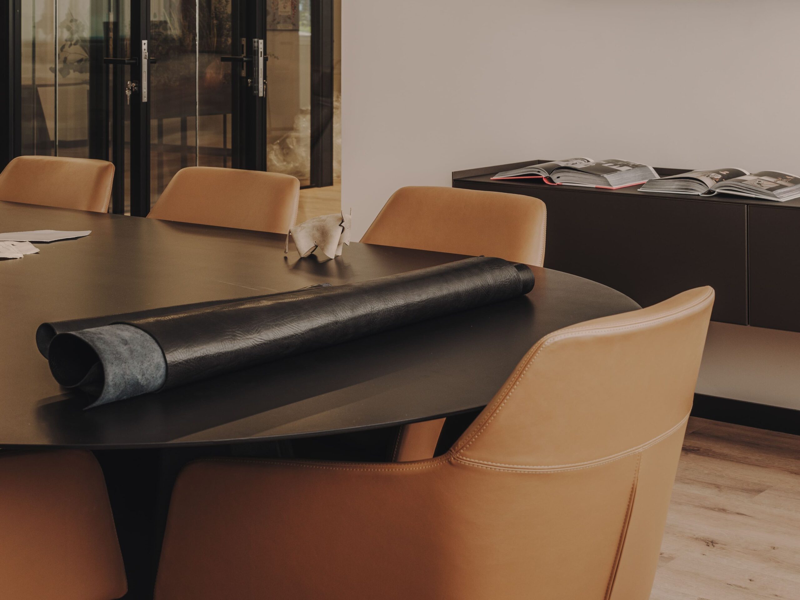 Bespoke leather furniture designed for Incusa Headquarters