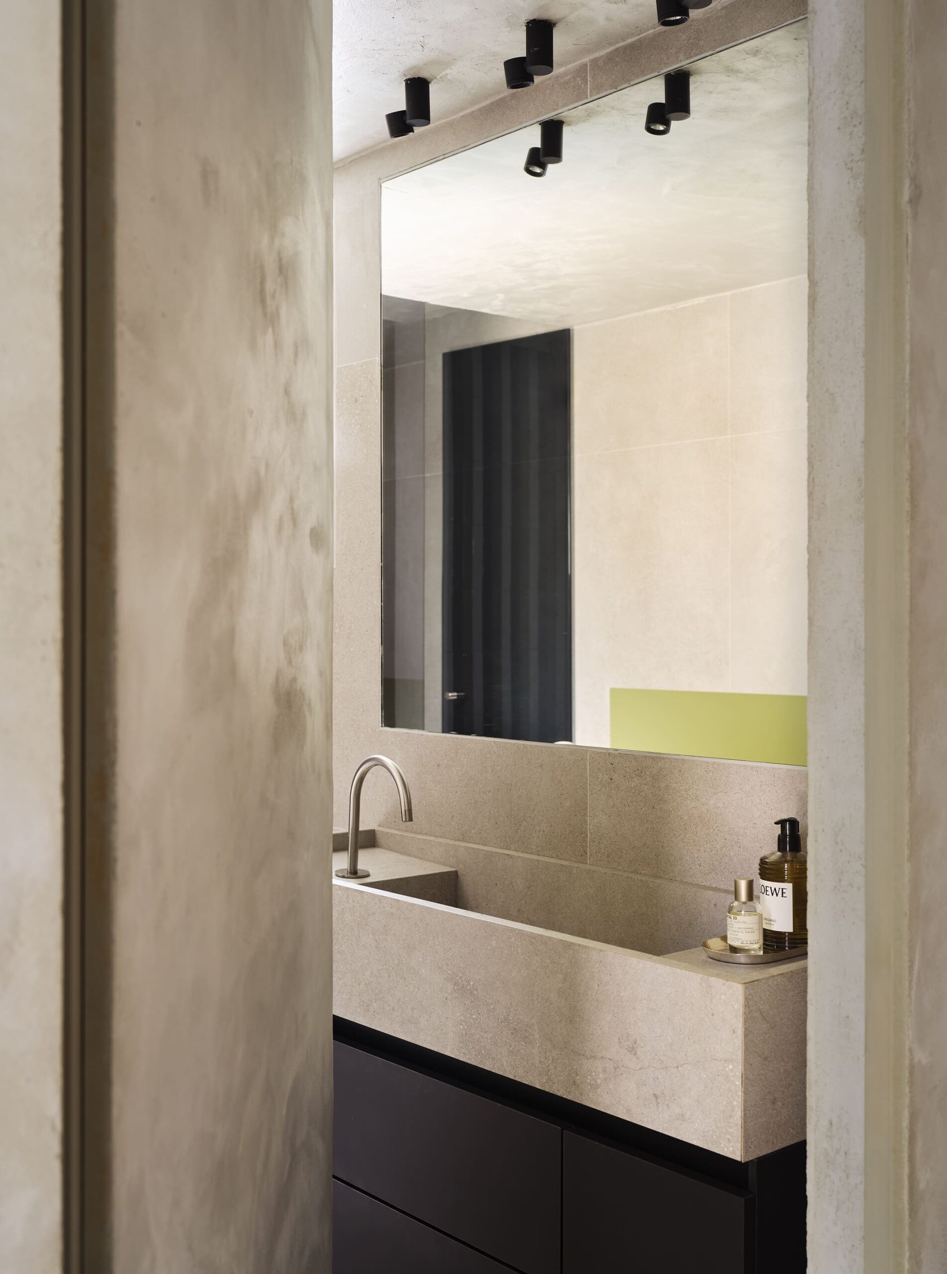 Contemporary minimalist bathroom with natural materials