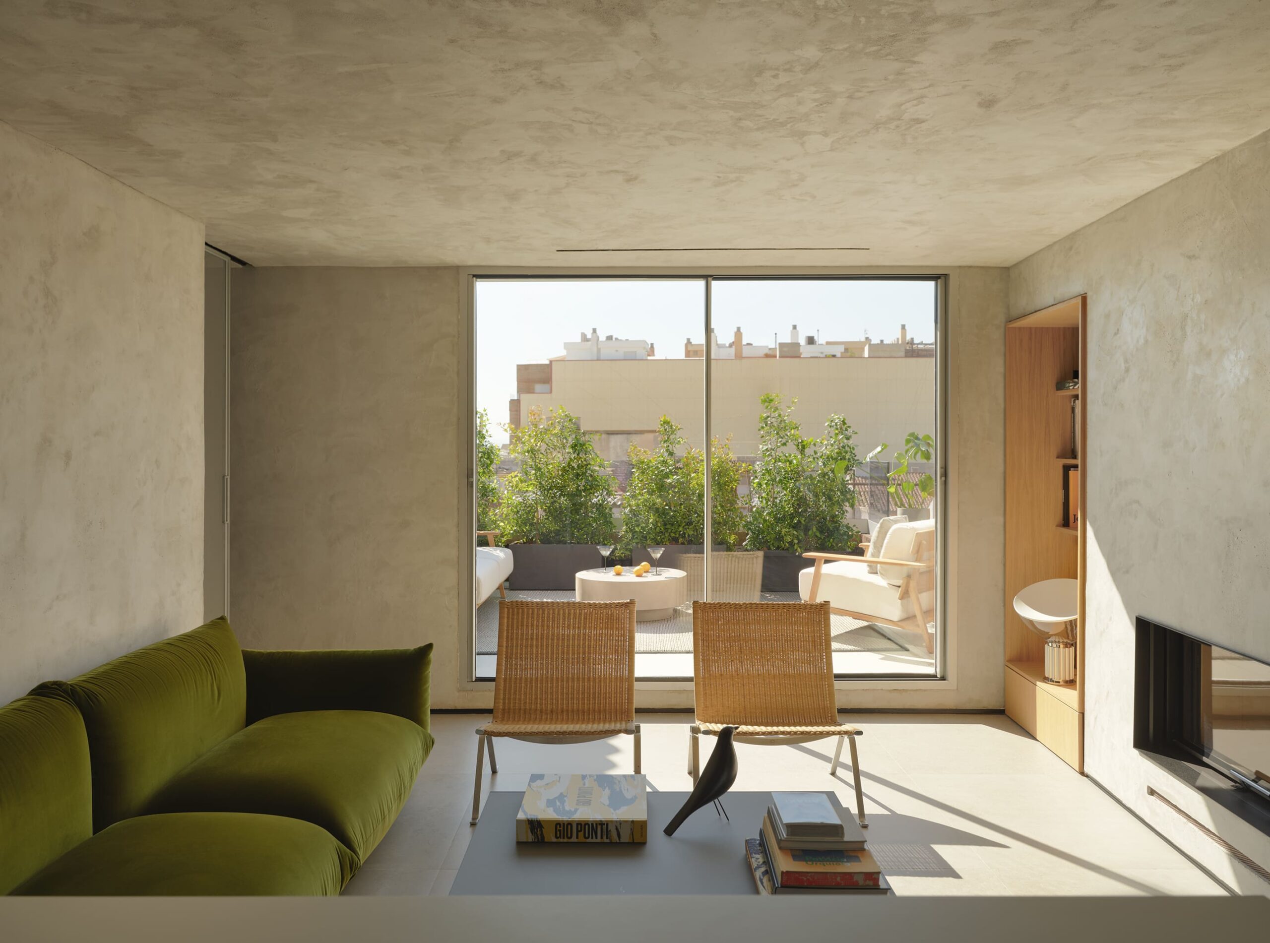 Contemporary penthouse living room designed by FOS Studio
