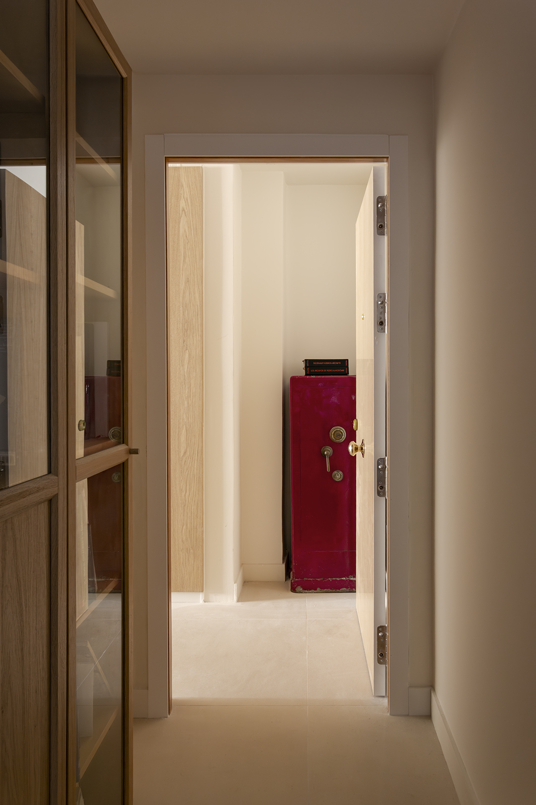 Shared entrance hall connecting two converted apartments
